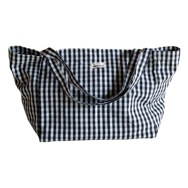Tasche aus Baumwolle mit Vichy Print | Schwarz
