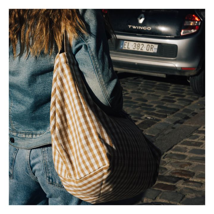 Tasche aus Baumwolle mit Vichy Print | Kamelbraun- Produktbild Nr. 1