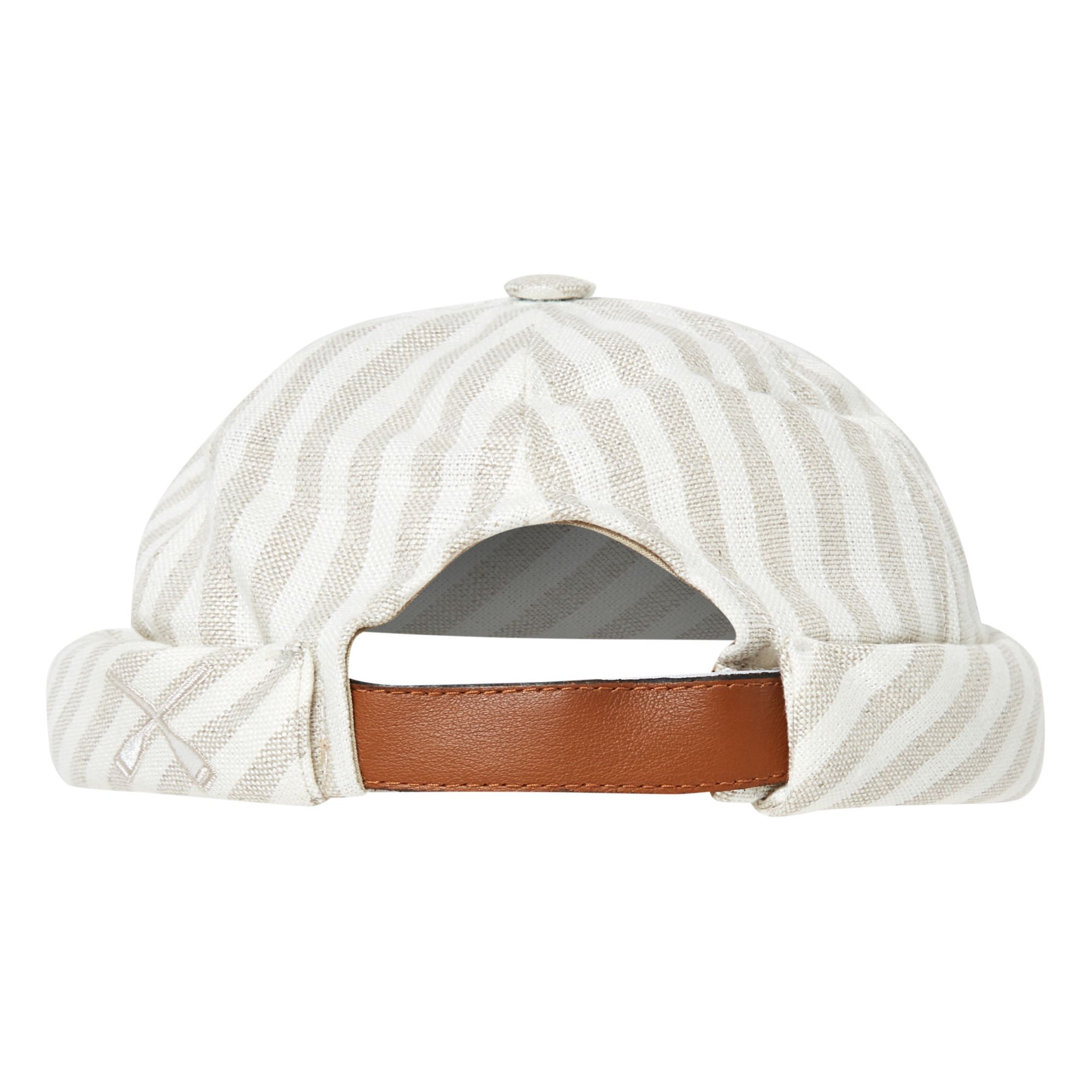 Miki Striped Linen Docker Hat  Beige- Product image n°3