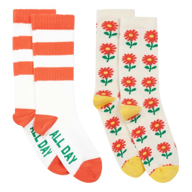Socken Chilling Flowers 2er-Pack Weiß