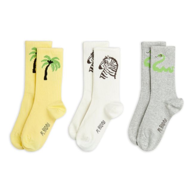 Organic Cotton Zebra Socks - Set of 3  Yellow
