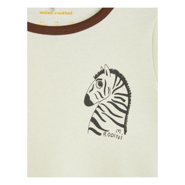 Ribbed Organic Cotton Zebra T-shirt Ecru