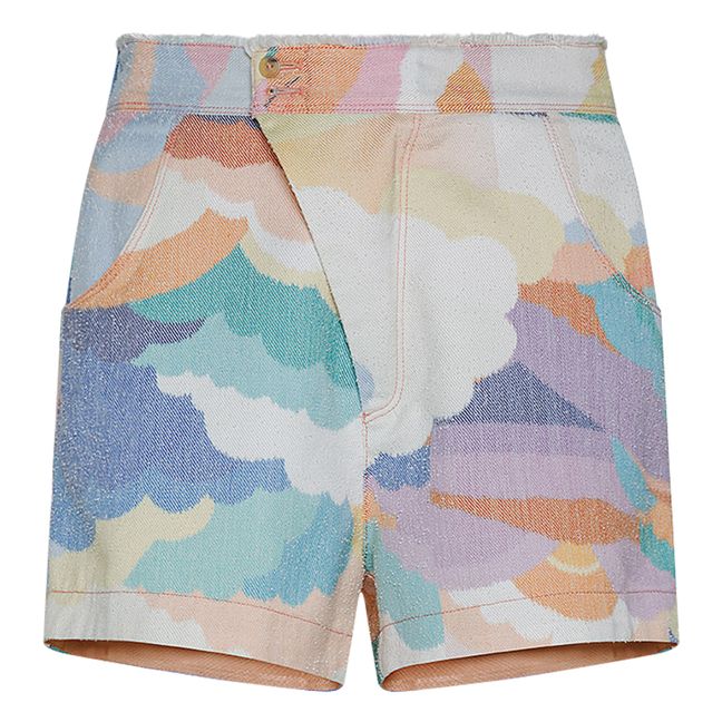 “Up Above in the Sky” Jacquard Shorts Azzurro