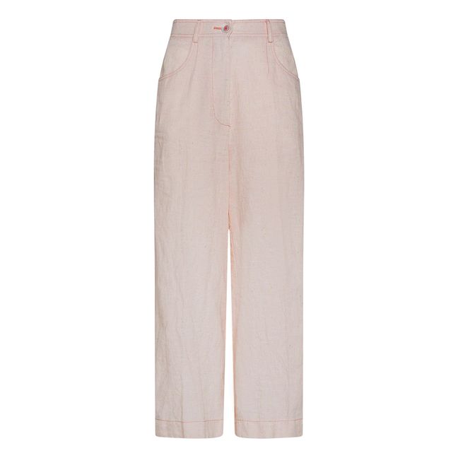 Speckled Linen Trousers Pale pink