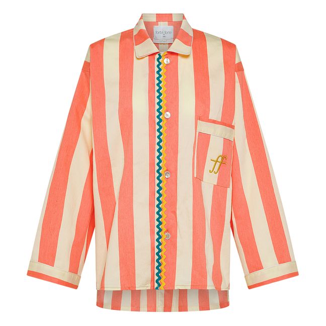 Striped Poplin Shirt Arancione