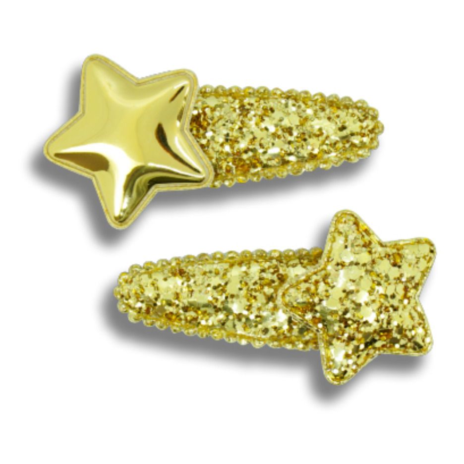Sparkly Star Hair Clips Gold Milk x Soda Fashion Children Smallable