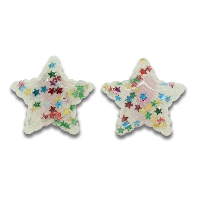 Sparkly Star Earrings White