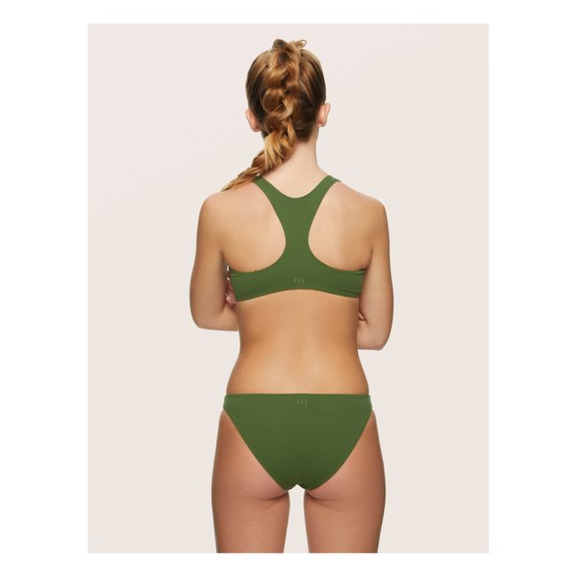 Top de bikini con cremallera Verde Kaki