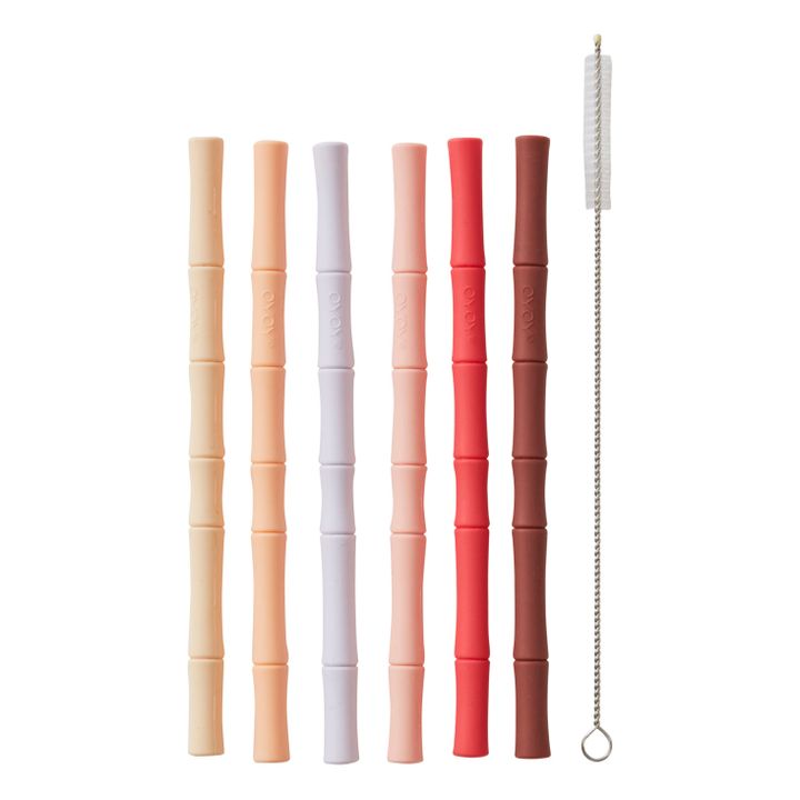 Silicone Straws - Set of 6 Raspberry red- Product image n°0