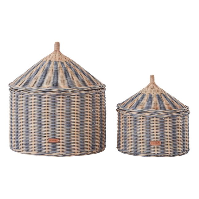 Panier de rangement Cirque en rotin - Set de 2 | Bleu
