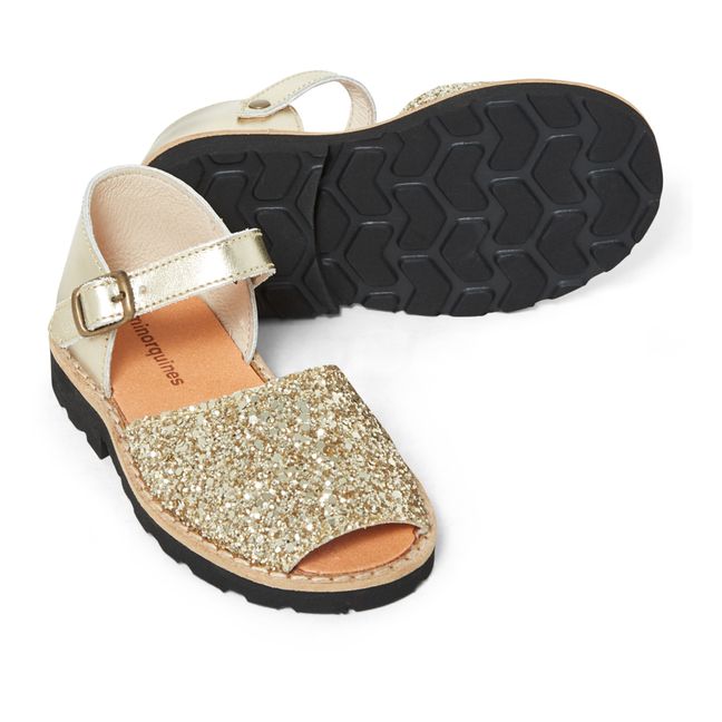 Frailera Glitter Buckle Sandals | Gold
