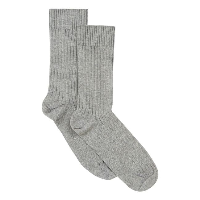 Short Ribbed Socks Grey