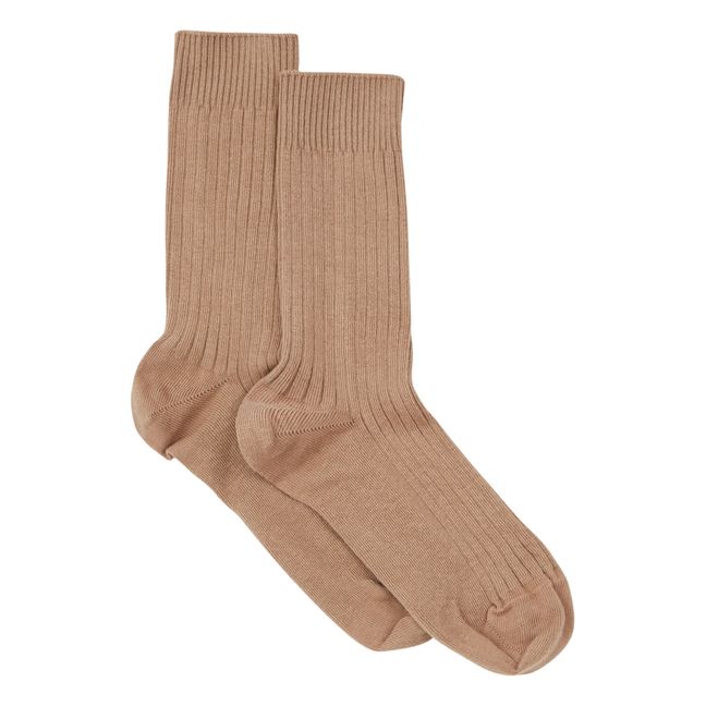 Short Ribbed Socks | Beige