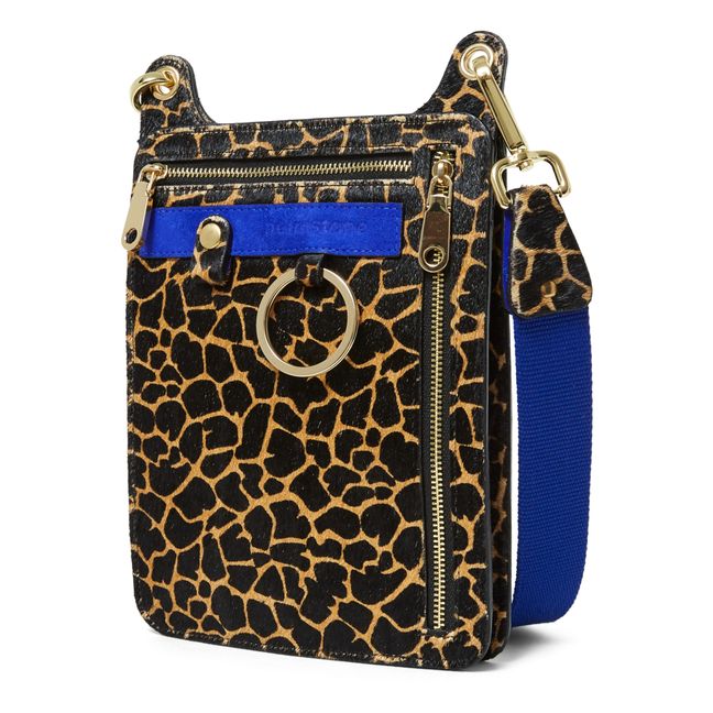 Stanley Leather Giraffe Print Shoulder Bag Blue
