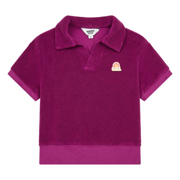 Organic Terry Cloth Polo Shirt Blackcurrent- Product image n°0