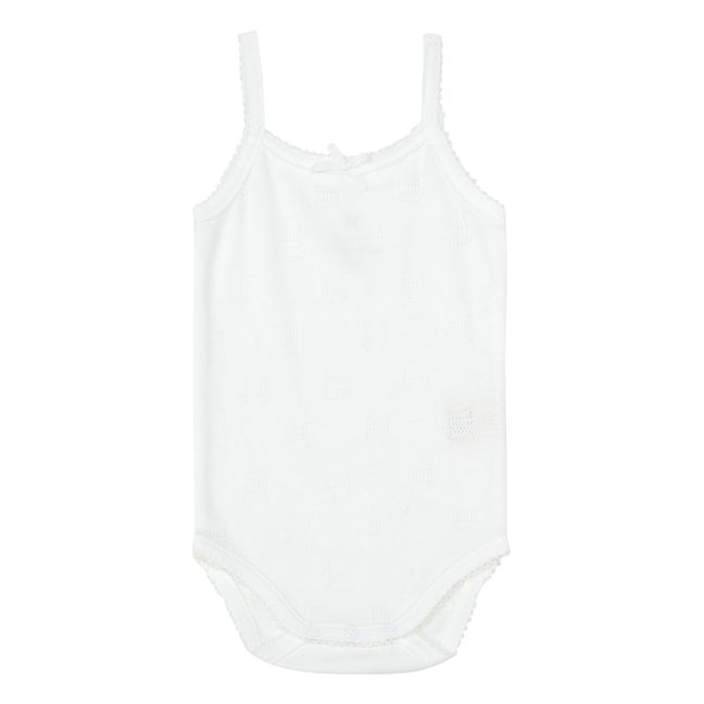 Organic Cotton Pointelle Baby Bodysuit | White