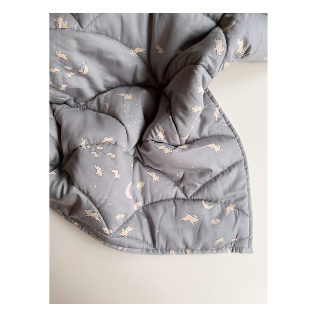 Quilted Organic Cotton Blanket Grey blue