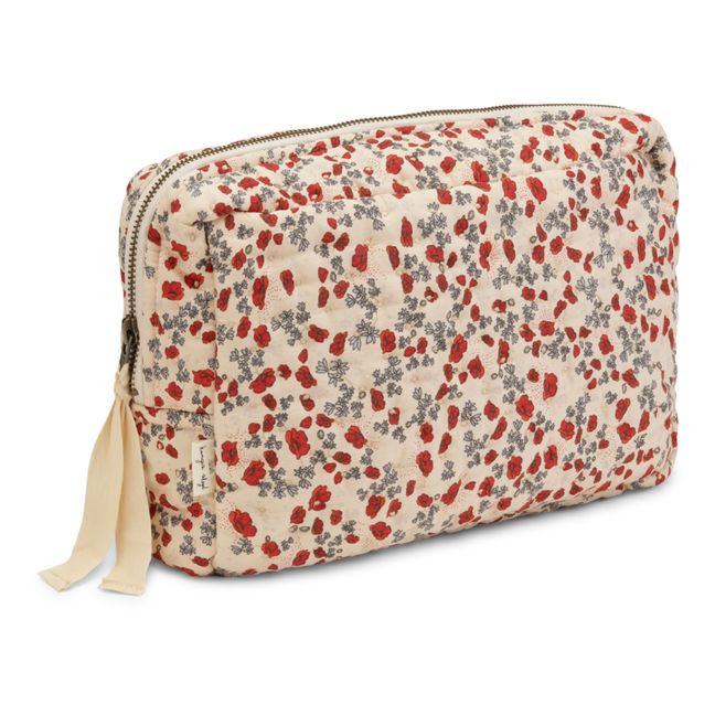 Large Organic Cotton Quilted Toiletry Bag Red