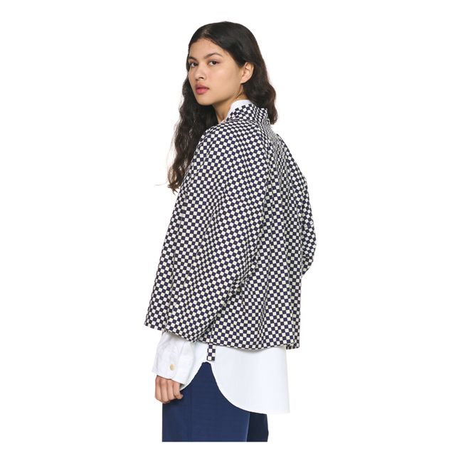 Checkered Short Jacket Azul Marino