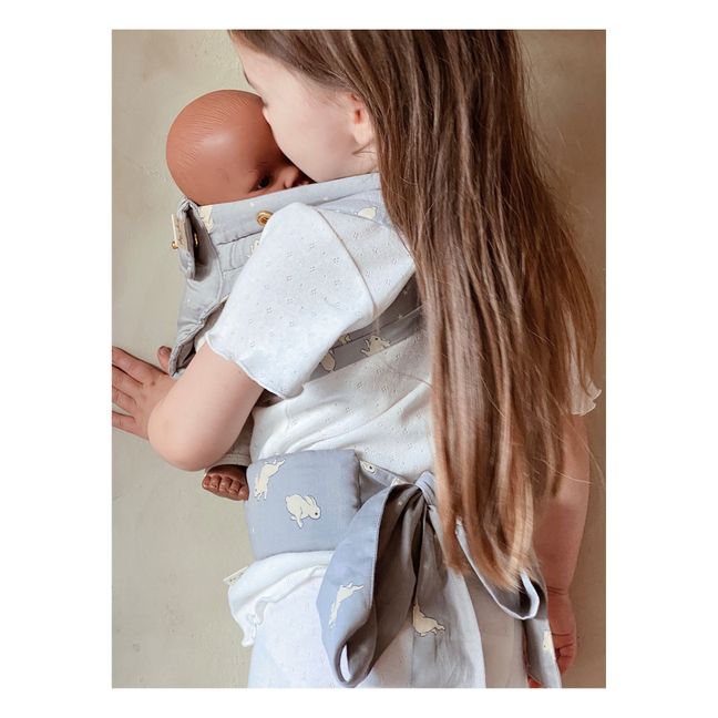 Babytrage für Puppen aus Bio-Baumwolle Graublau