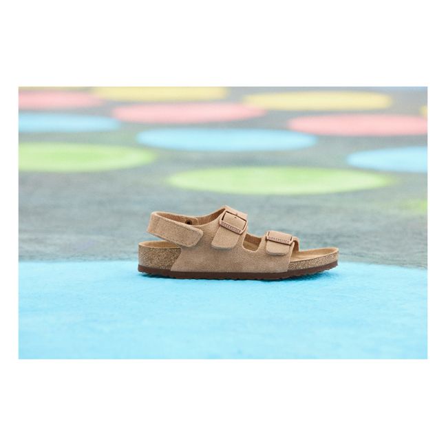 Milano HL Suede Velcro Sandals Taupe brown