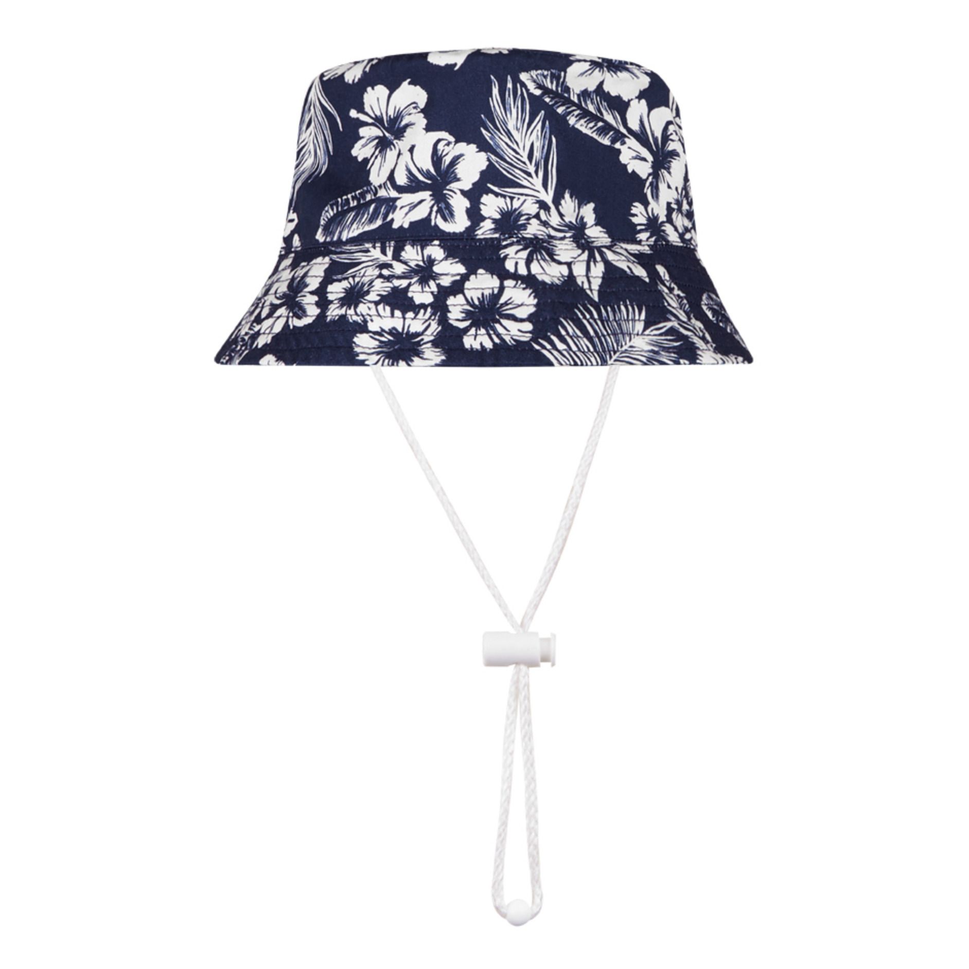 Organic Cotton Hibiscus Bucket Hat Navy 