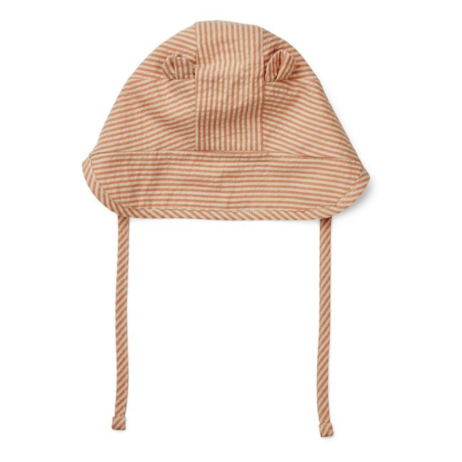 Sombrero de algodón orgánico de rayas Rae Rosa