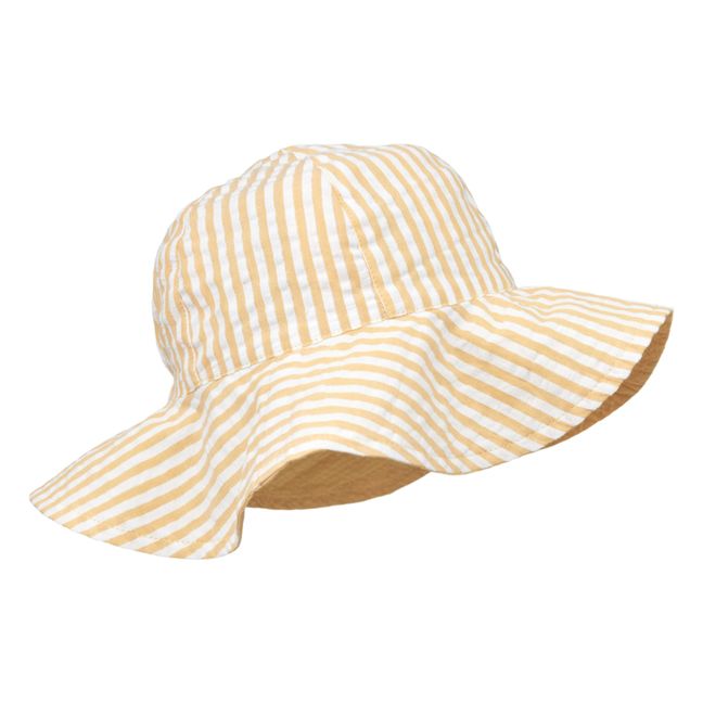 Amelia Striped Organic Cotton Reversible Hat Giallo
