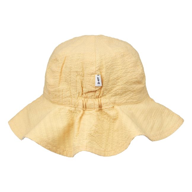 Amelia Striped Organic Cotton Reversible Hat Yellow