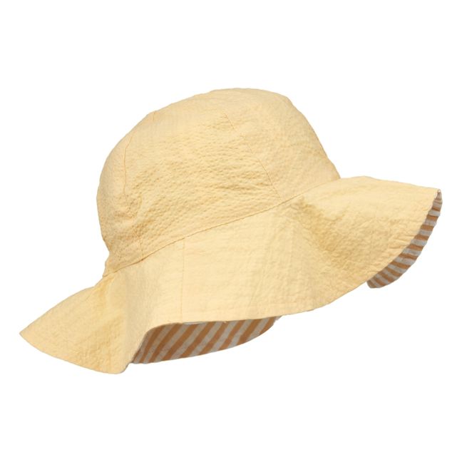 Amelia Striped Organic Cotton Reversible Hat Giallo