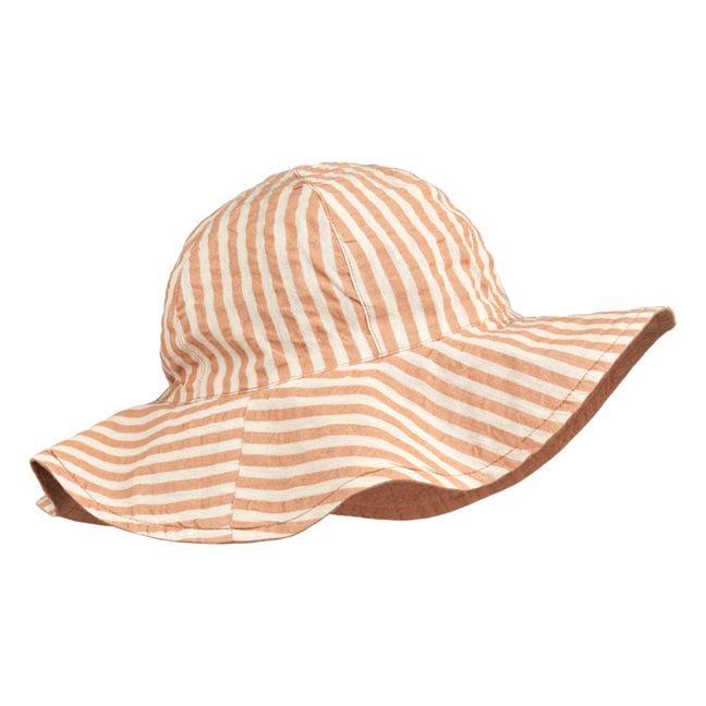 Amelia Striped Organic Cotton Reversible Hat Pink