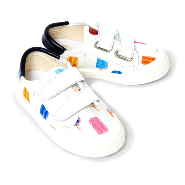 Popsicle Print Velcro Sneakers Bianco
