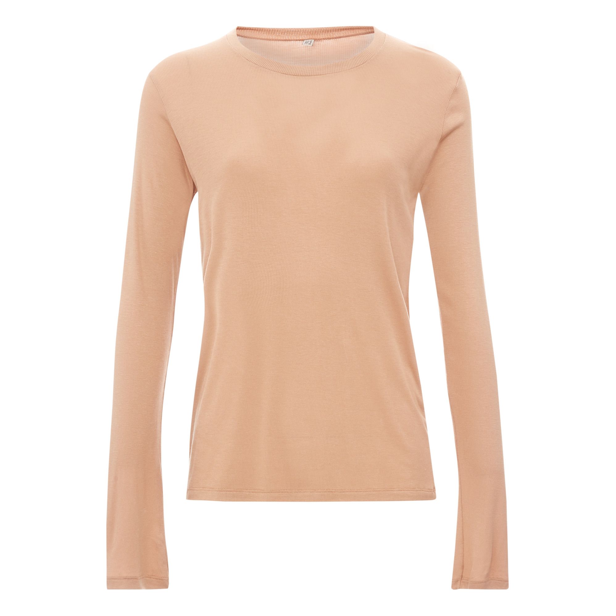 Bamboo Ribbed Long Sleeve T-shirt Camel 