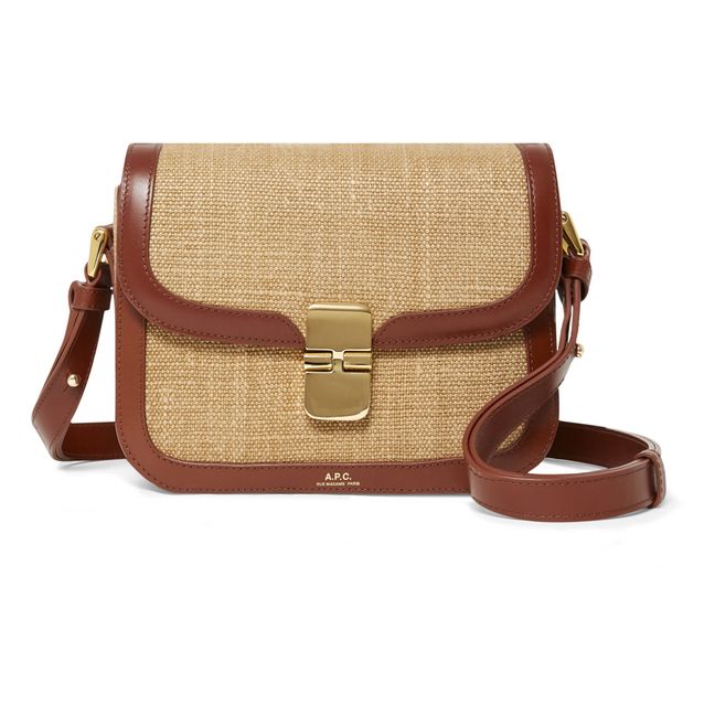 Grace Small Leather and Canvas Bag Nocciola