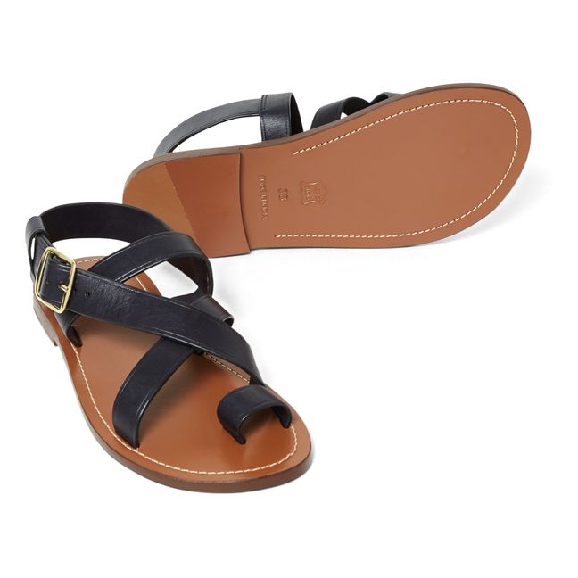 Philae Leather Sandals Navy blue