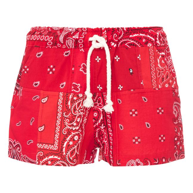 Patchwork Bandana Shorts Rosso
