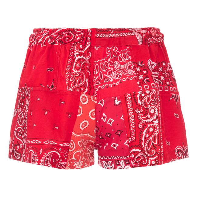 Patchwork Bandana Shorts Red