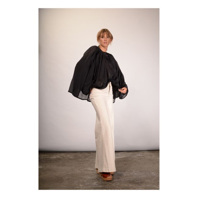 Lily Cotton and Silk Blouse Negro