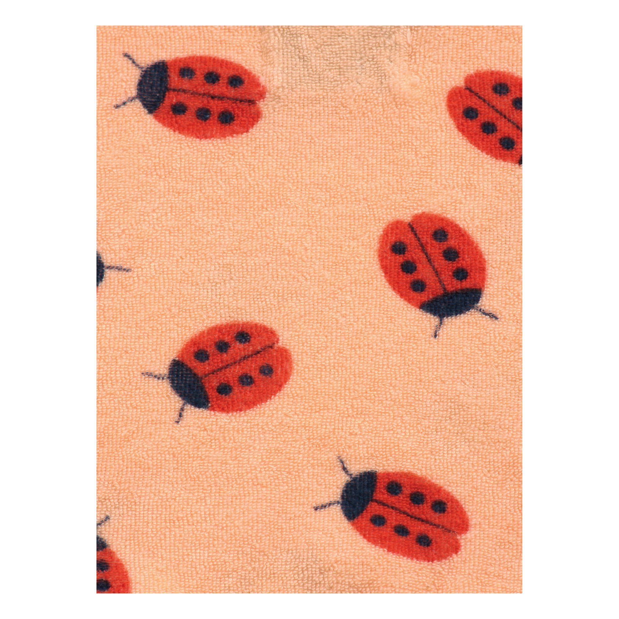 Organic Cotton Terry Cloth Ladybird Playsuit Peach- Product image n°3