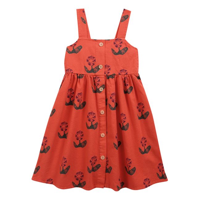 Organic Cotton Floral Dress Red