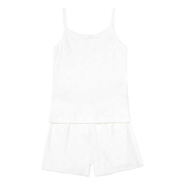 Ensemble Pyjama Pointelle Coton Bio | Blanc