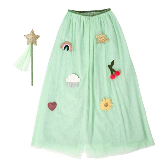 Spring Tulle Cape and Star Wand | Verde Menta