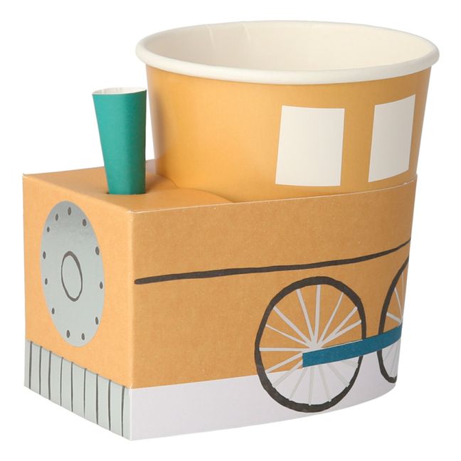 Gobelets en carton train en 6 couleurs - Set de 8 | Vert kaki