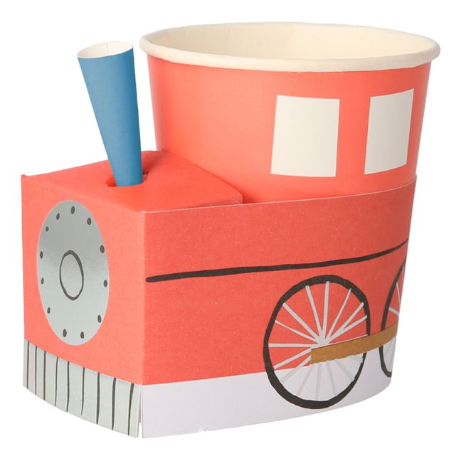 Gobelets en carton train en 6 couleurs - Set de 8 | Vert kaki