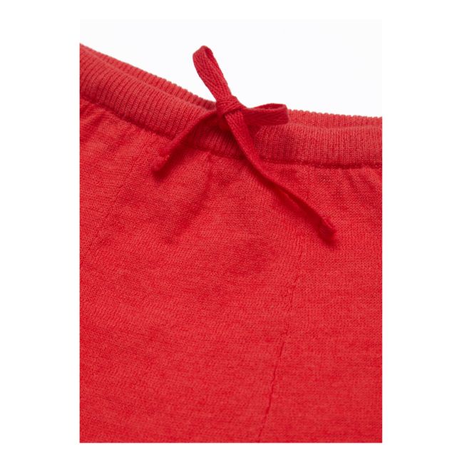 Rumex Linen and Cotton Knit Baby Trousers Rojo