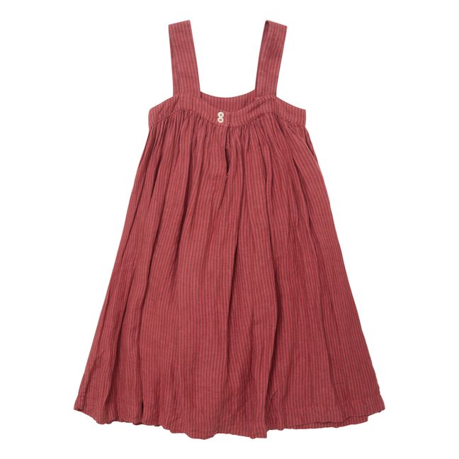 Anemone Striped Linen Dress Rosso