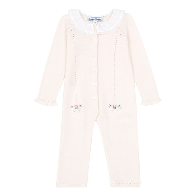 Embroidered Knit Jumpsuit Pale pink