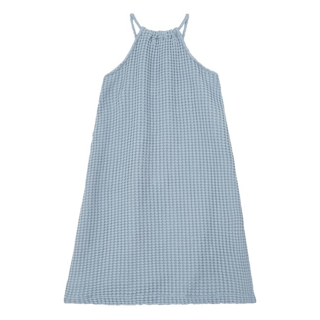 Aysu Organic Cotton Waffle Dress Blu