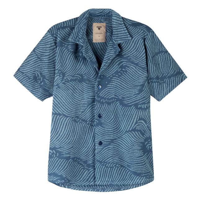 Wavy Cuba Short Sleeve Shirt - Men’s Collection - Blu  indaco