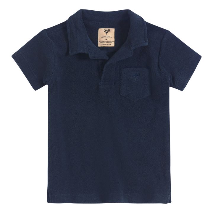 Terry Cloth Polo Shirt | Navy blue- Product image n°0